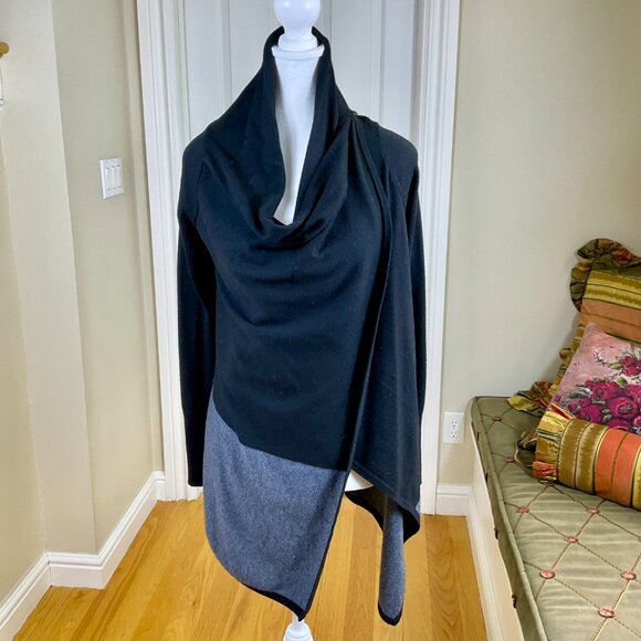 Smartwool Sweater Cardigan Wool Blend Edgewood Wrap Black Gray (XS) - Picture 2 of 8